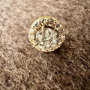 Elegant Yellow  Gold Diamond Halo Stud Earring - Single Earring